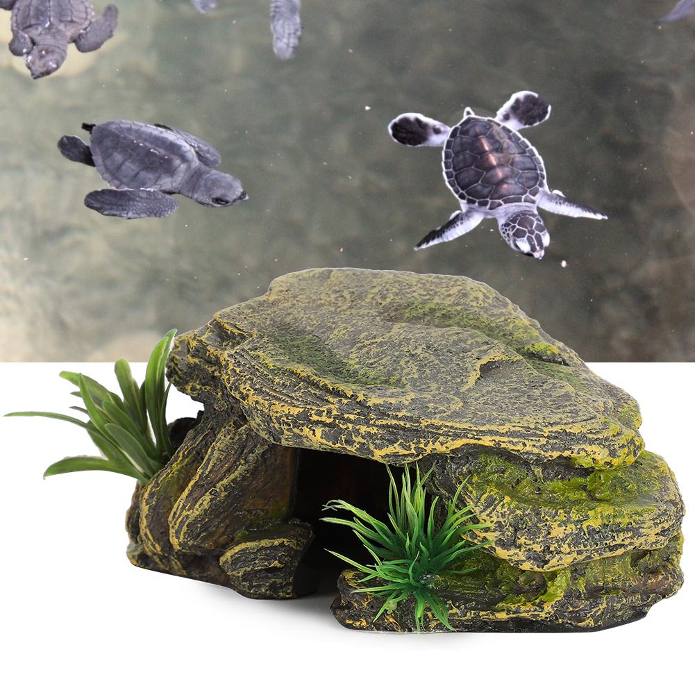 Turtle Reptile Habitat Hiding Caves Aquarium Fish Tank Amphibious Vivid Safe Shelters