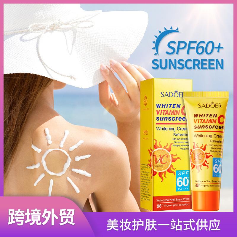 Солнцезащитный крем SPF60 PA+++ с витамином С, увлажняющий, легкий, устойчивый к поту, для лица