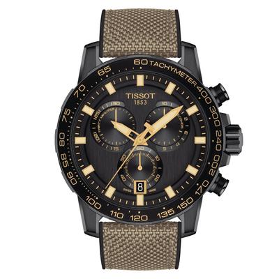 Мужские часы Tissot Super Sport Chronograph, черный циферблат, тканевый ремешок, T1256173705101 [Официальный импорт]