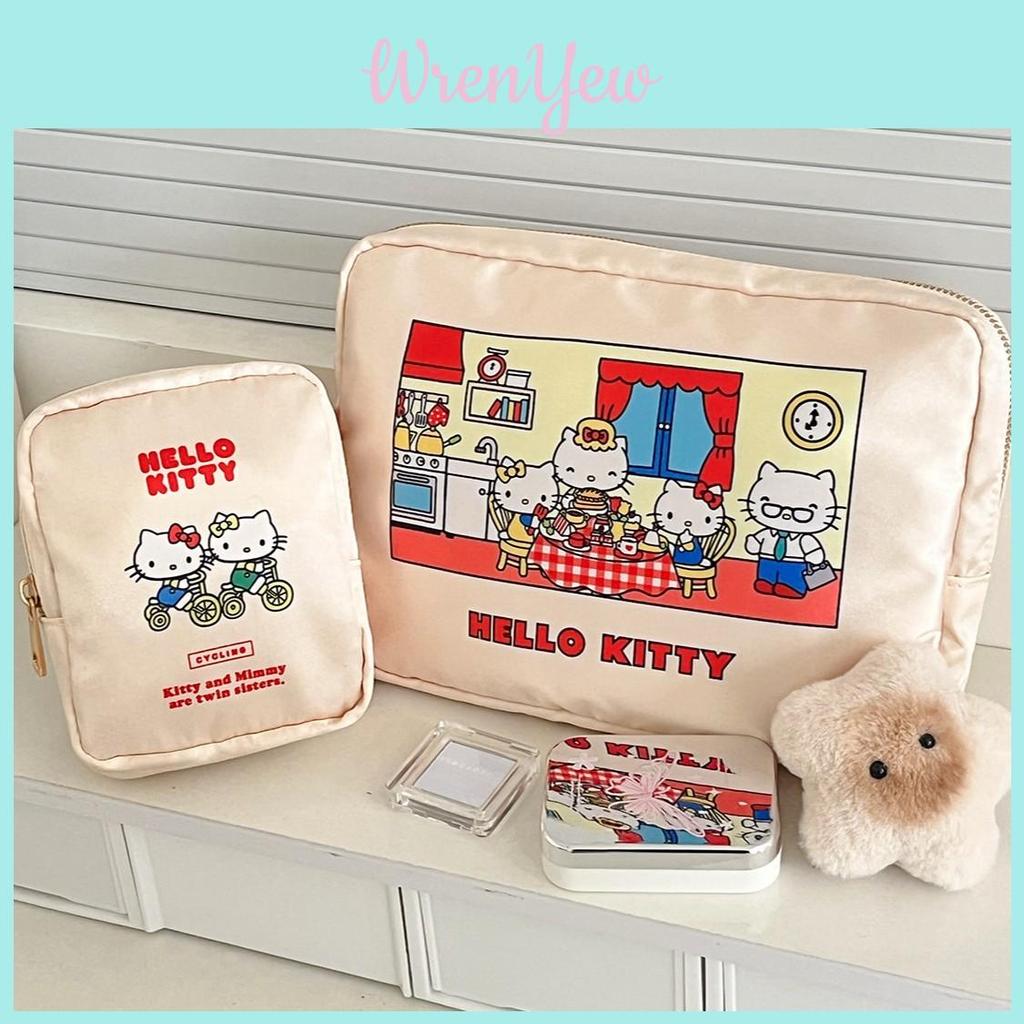 Сатиновая косметичка Hello Kitty с мультяшным принтом для путешествий и повседневного использования