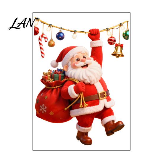 Decorative Glass Stickers for Christmas Cartoon Santa Claus Toilet Seat Sticker, Waterproof PVC & Colorful Indoor Outdoor Holiday Sign Lights