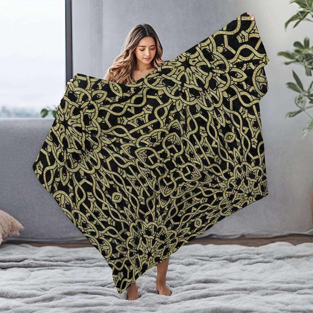Warm Fleece Blanket with Geometric Pattern Decorative Throw Blanket Sofa Bed Living Room Bedding Soft Warm Cozy Gift