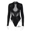Y2K сексуальный сетчатый обтягивающий комбинезон с высокой талией и длинными рукавами для женщин весной и летом
