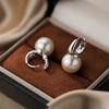 Серьги-кольца минималистичные с круглым жемчугом, игла из серебра 925 пробы, для женщин, вечерние, классические, тонкие ювелирные изделия, легкие, изысканные аксессуары