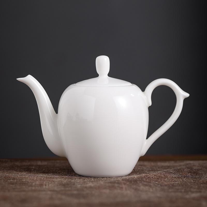 Dehua White Porcelain Teapot Jade Like Smooth Texture Simple Style Kung Fu Tea Set Chinese Home Office Brewing