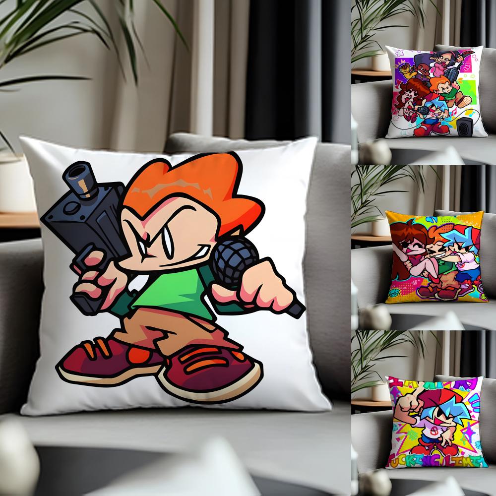 Fashion FFFriday Night Funkining Cushion Cover Antidustmite Pillowcase Invisible Zipper Silky Short Plush Sofa Cushion Cover