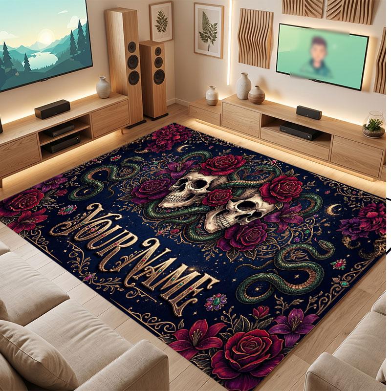 Decorative Artwork Theme Crystal Velvet Floor Rug Personalized Custom Name Text Warm Carpet Home Decoration