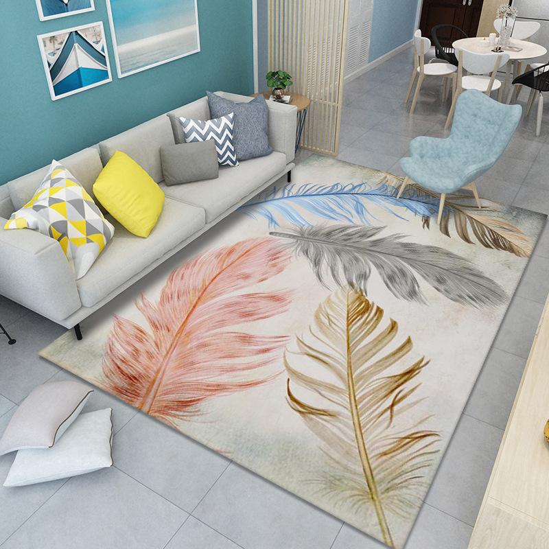 WTEMPO Ковер с принтом перьев для гостиной, большой площади, противоскользящий ковер для спальни, прикроватное одеяло для дома