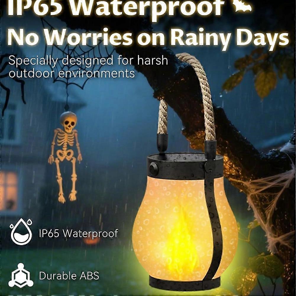 4 Pcs Solar Lantern Outdoor Lights Waterproof Dancing Flame for Garden and Yard Decor less