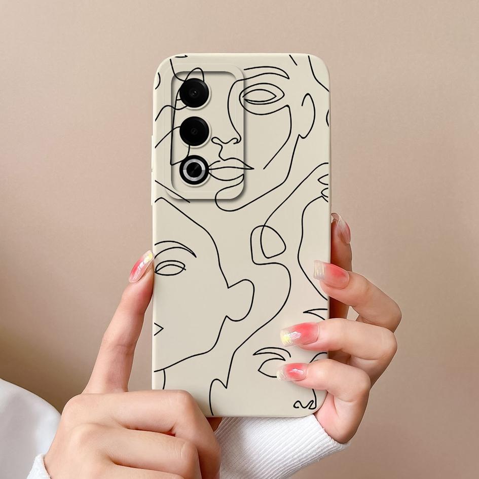 Чехлы для телефонов OPPO A3 Pro A3X K12X C63 Realme 12 13 Минималистичный узор Чехлы для защиты камеры Жидкий силиконовый противоударный Защитный чехол для OPPO Capas