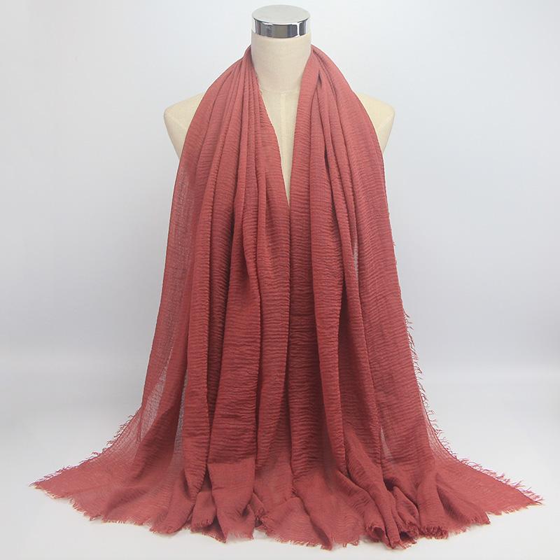 Wholesale Price 70*180cm Women Muslim Crinkle Hijab Scarf Femme Musulman Soft Cotton Headscarf Islamic Hijab Shawls and Wraps