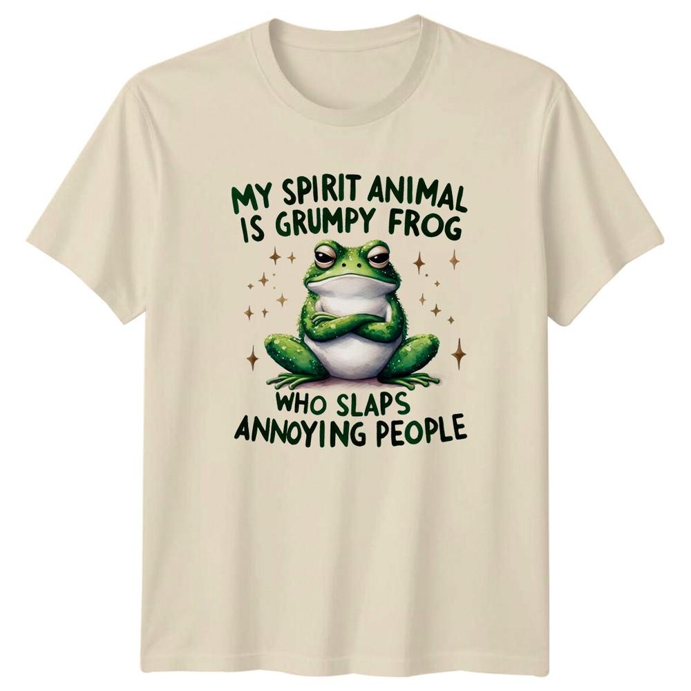 Футболка «Сердитая лягушка шлепает надоедливых людей» Духовное животное Смешная