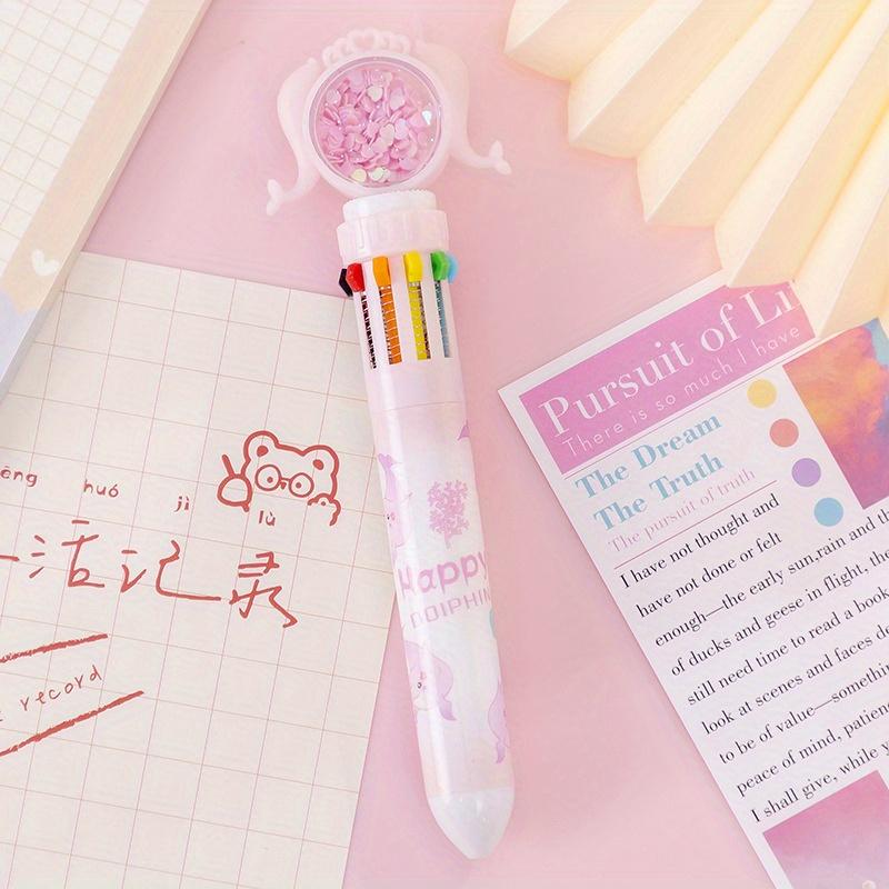 Возвращение в школу, 5 шт., 0,5 мм, мультяшная креативная многоцветная ручка в форме сердца для девочек, русалки, дельфина, десятицветная ручка для студентов, канцелярские принадлежности, подарок, счет для рук