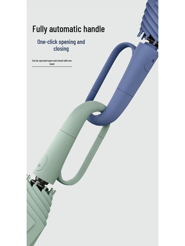Extra Large Windproof Fully Automatic Loop Umbrella: Sturdy, Reinforced & Compact for Sun and Rain