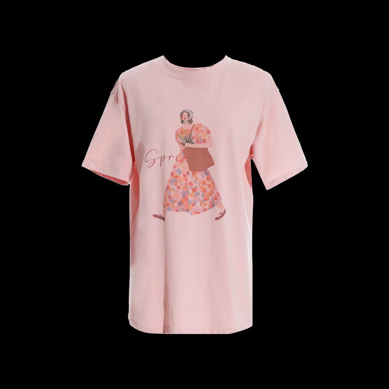 Женская свободная футболка Shetu с принтом, короткий рукав