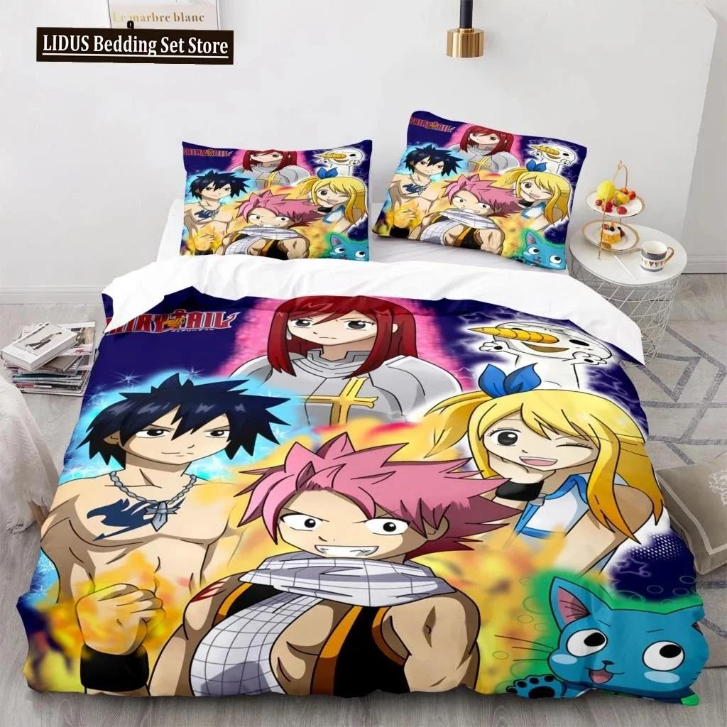 Одеяло Новый набор постельного белья Fairy Tail Японское аниме Подарок для мальчиков и девочек Декор спальни Односпальный Twin Full Queen Размер Домашний текстиль