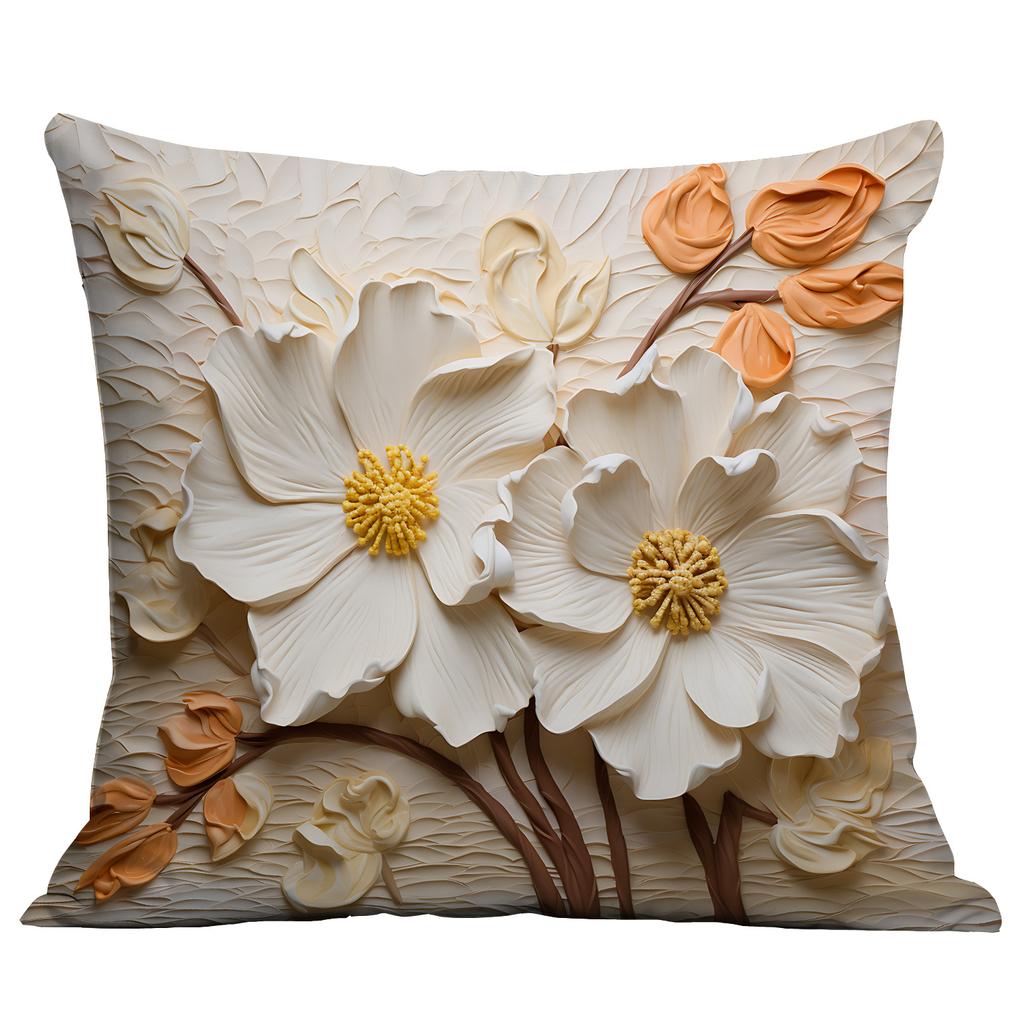 Новая наволочка с цветочным принтом, имитирующая трехмерный стиль масляной живописи, креативная цветочная, для дома, гостиной, диванной подушки