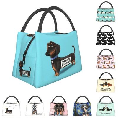 Kawaii Dachshund Утепленные сумки для обеда для женщин Портативный кулер для сосисок и барсуков Термосумка для бенто Офис Пикник Путешествия
