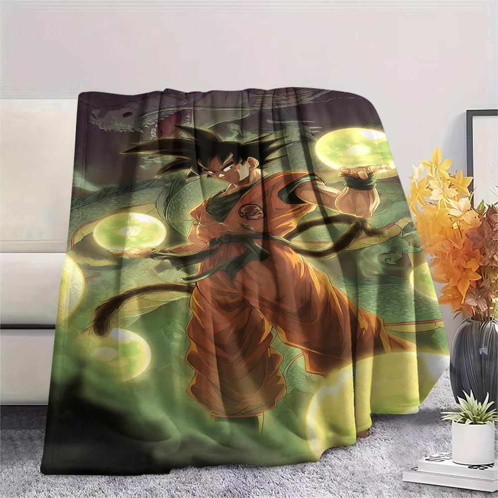 1PC Son Goku Patterned Flannel Blanket Suitable For All Seasons For Home Decor Warmth And Comfort Gifts Holiday Present