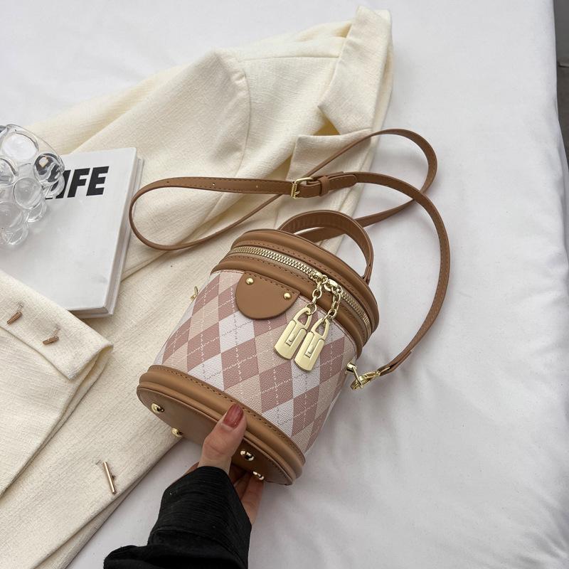 Сумка-цилиндр в форме ромба, женская переносная сумка-ведро, маленькая сумка, универсальная женская сумка через плечо, модная сумка Oblique Span