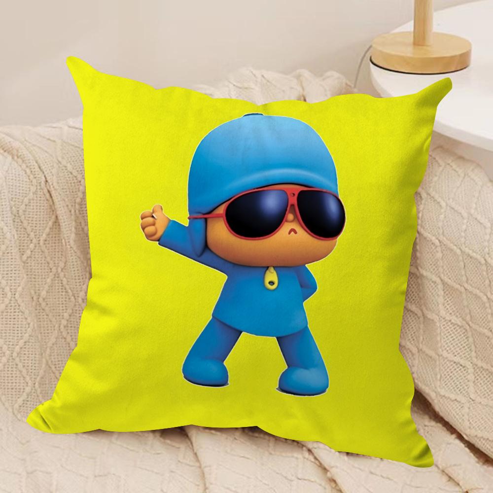 Cartoon Cute PPocoyoS Cushion Cover Short plush Doublesided Print Square Throw Pillow Covers Sofa Home Cushion Decor