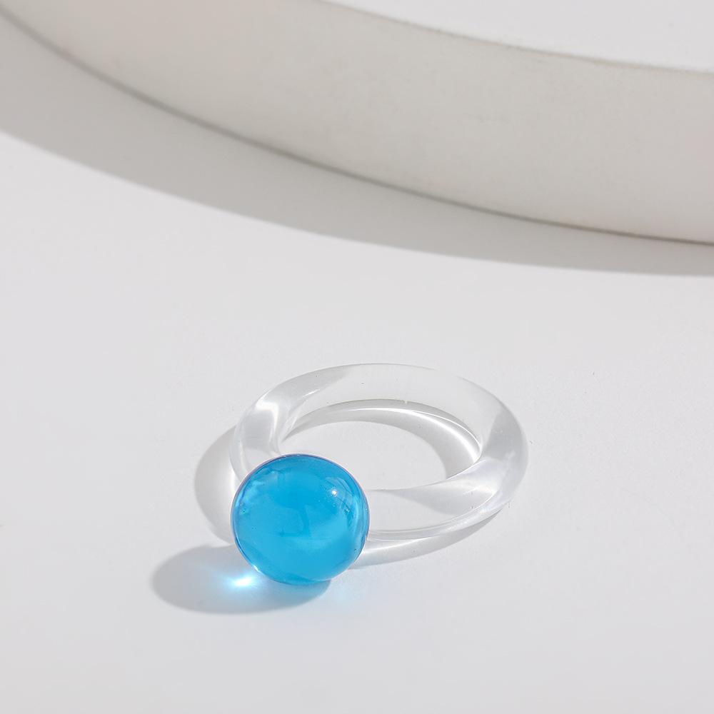 Candy Colored Resin Ring Transparent Geometric Ring Y2K Yabi Size Decorative Ring with Accessories