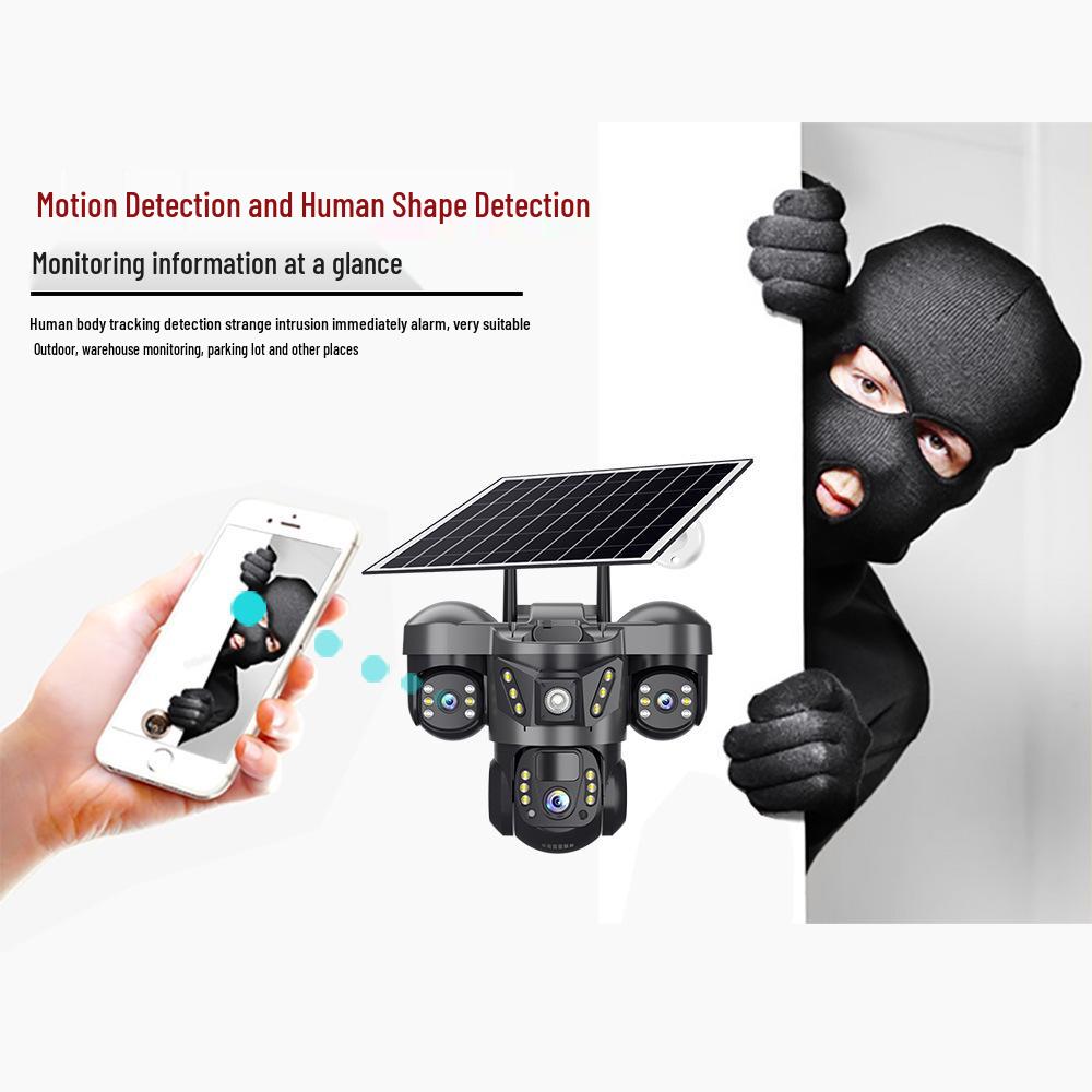 Triple Lens 360° Panoramic HD Solar Camera with WiFi/4G Connectivity