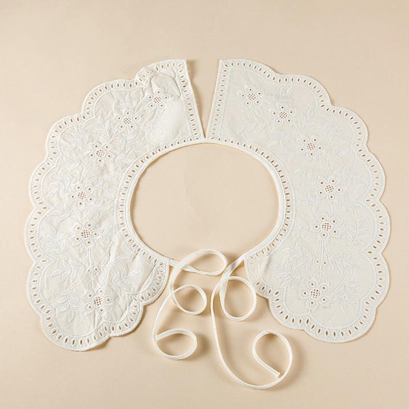 Korean Style Decorative Fake Collar Shawl Wrap Hollow Out Embroidery Sunflower Leaves Lace Necklace Vintage Short Poncho Capele