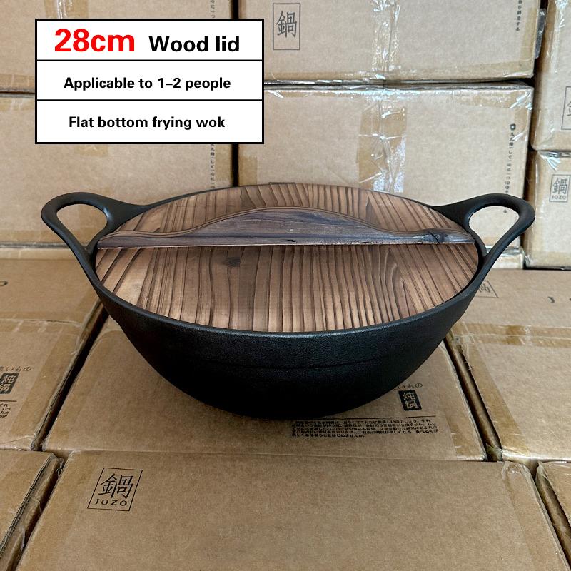 Сковорода Чугунная кастрюля Бытовая большая кастрюля Deepen Old Style Double Ear Бытовая фритюрница Wok 40 см большая чугунная кастрюля