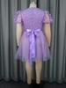 AOMEI Lavender Butterfly Dresses for Women O Neck Short Puff Sleeve Lovely Birthday Party Ball Gowns