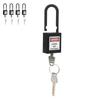 5 комплектов 38 мм блокировочных замков с бирками из нейлона, прочных пылезащитных изолированных навесных замков с ключом, черного цвета