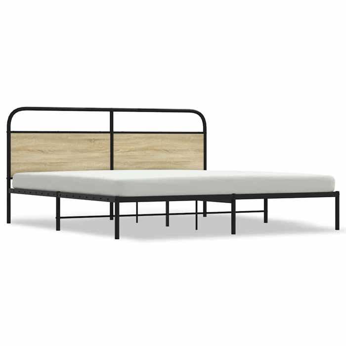 VidaXL Cadre de lit en métal sans matelas chêne sonoma 180x200 cm, meuble de chambre à coucher, lit double, sommier, lit, 3318643