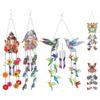 Double Side Wind Chime Diamond Painting Hanging Pendant Rose Lantern Painting Dots Pendant Bird Butterfly for Garden Window Deco