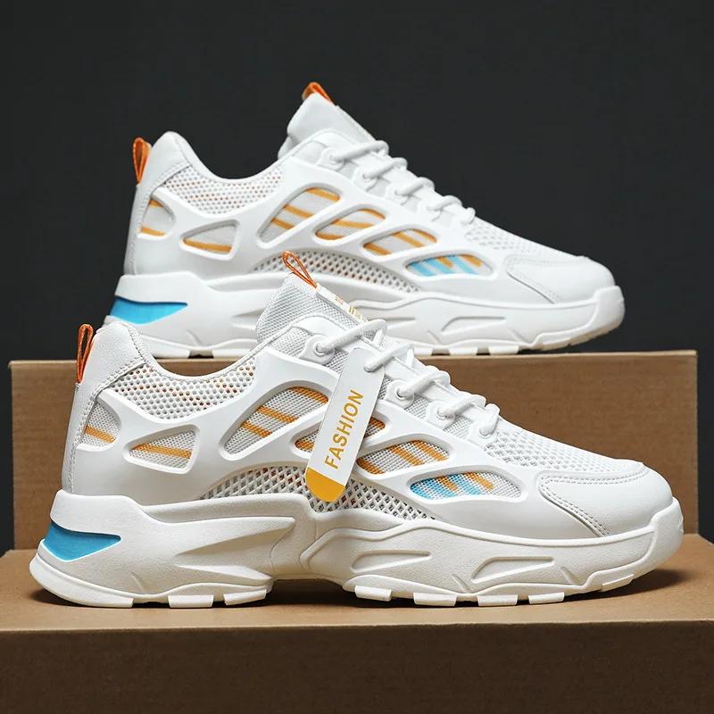 Модные мужские дышащие спортивные повседневные сетчатые кроссовки летние мягкие подошвы противоскользящие кроссовки для бега на открытом воздухе студенческая модная городская обувь