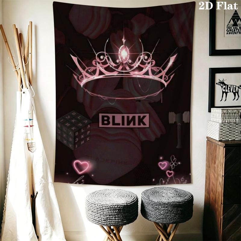 blackpink Wall Tapestry Aesthetic Wall Hanging Printed Fabric Blanket Decorative Tapestries for Bedroom Living Room Home Decor