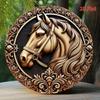 Horse Aluminum Metal Wall Art Round Decor Living Room Sign 2D Flat Print