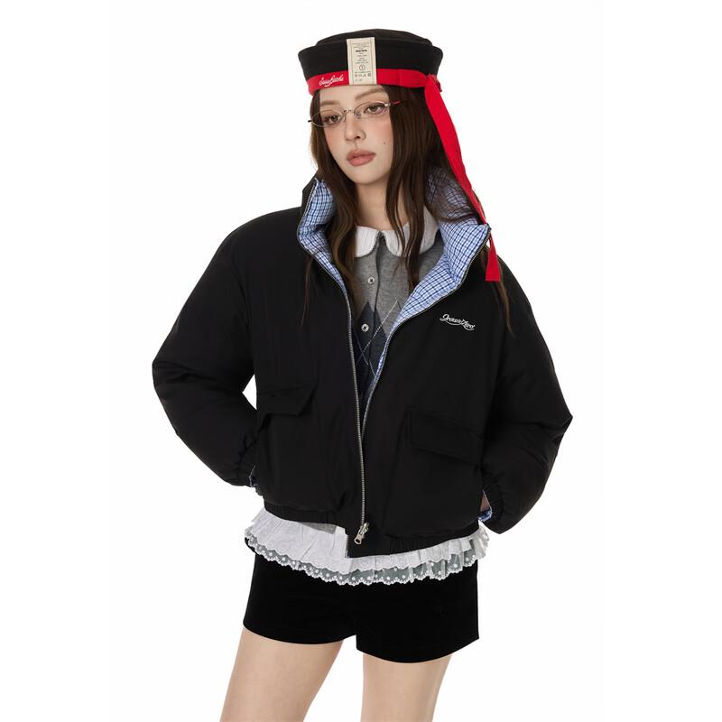 GROUND ZERO Women's Reversible Plaid Down Jacket