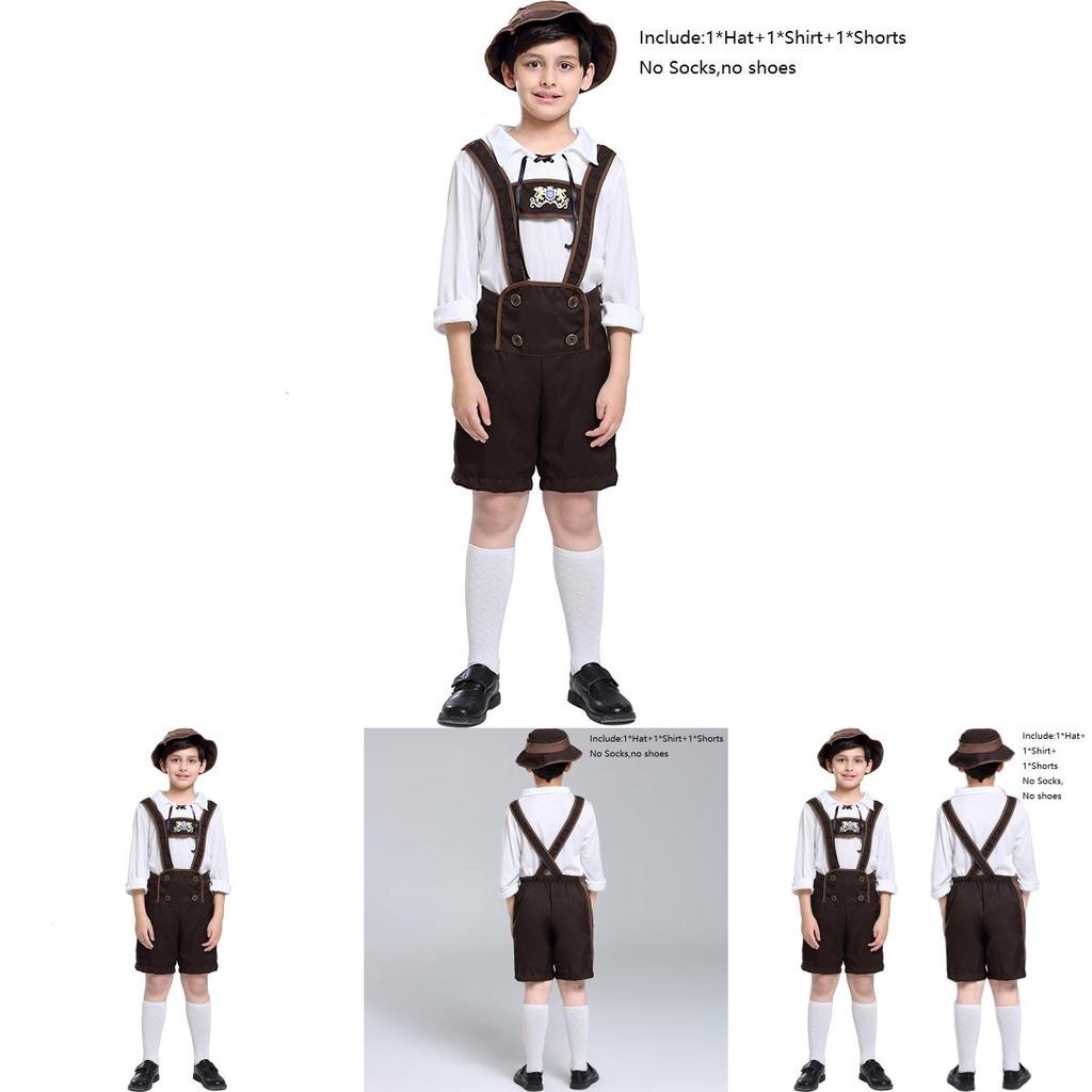 Stylish Children's Oktoberfest Costume Suit For Halloween Cosplay With Hat