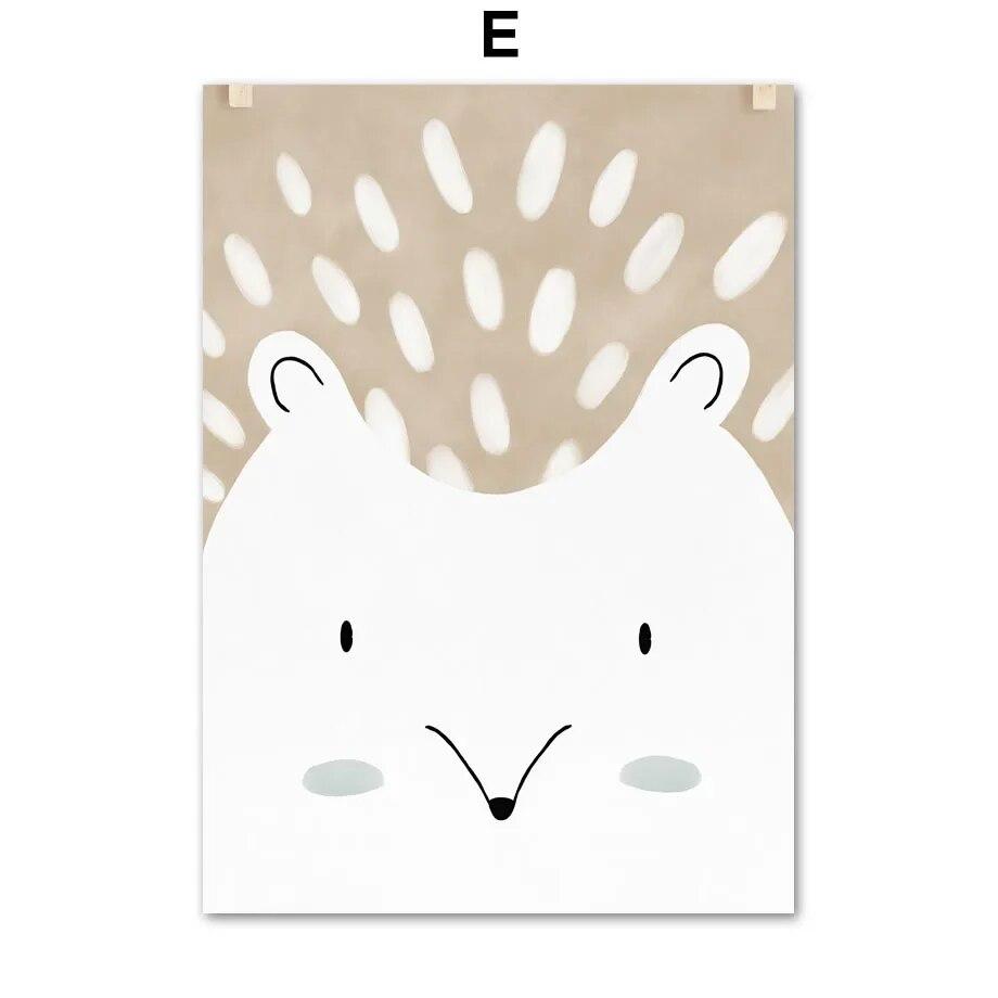 Олень, лиса, кролик, медведь, ёжик, лесная настенная живопись для детской комнаты, холст, картина, плакат на скандинавскую тему, настенные панно, декор для детской комнаты