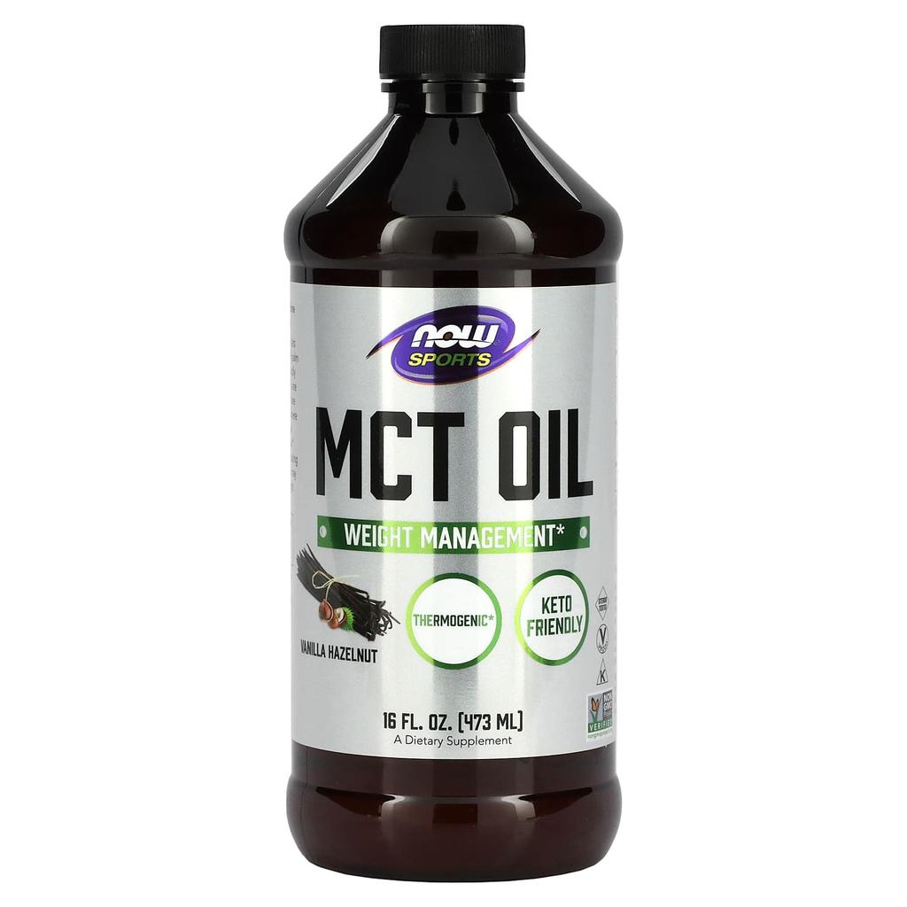 NOW Foods, Sports, Масло MCT, Ваниль-Фундук, 16 жидких унций (473 мл)