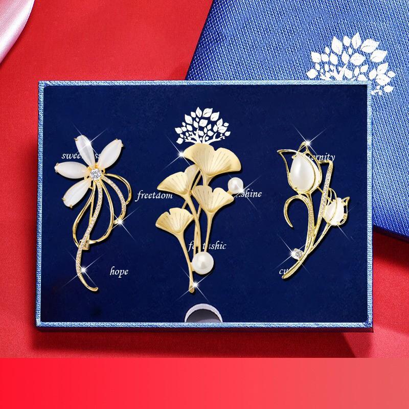 Elegant Tulip Flower Brooch Set Women Alloy Pin Accessory Fashionable Office Wear Gift Girlfriend