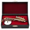 Miniature Alto Saxophone Replica with Stand and Case Gold Plated Instrument Model Ornaments