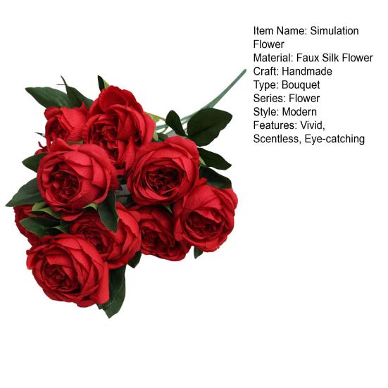 Поддельный букет цветов, не выцветающий, «сделай сам», не требующий ухода, красивый, с 10 головками, роскошная имитация розы, пиона для гостиной