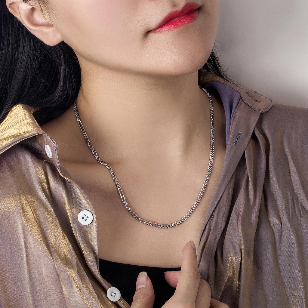 Модное ожерелье из 100% стерлингового серебра 925 пробы для мужчин и женщин, настоящее серебро в стиле панк, 3 мм, 18-30 дюймов, кубинская цепочка с кнутом, ювелирные изделия