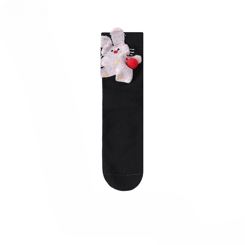 Female Autumn and Winter Lovely Cat Three Dimensional Ball Abstract Funny Warm Tube Socks