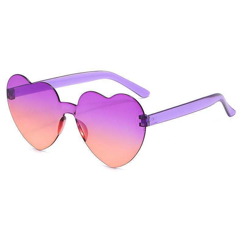 Transparent jelly color love glasses, men's and women's peach heart anti-ultraviolet sunglasses, European and American heart-shaped one-piece sun