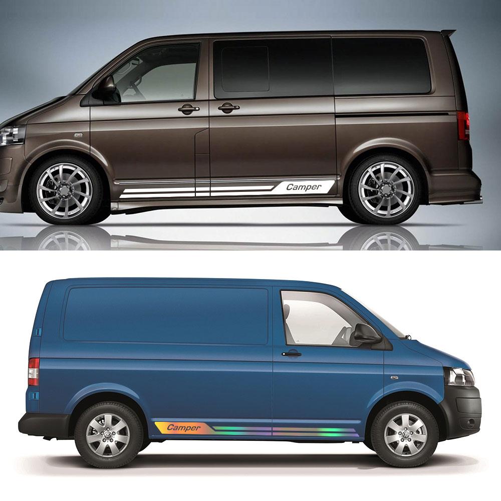 Для Volkswagen VW Transporter T3 T4 T5 T6 Автомобильные наклейки Фургон Двусторонние Полосы Графика Виниловая Пленка Наклейки Аксессуары