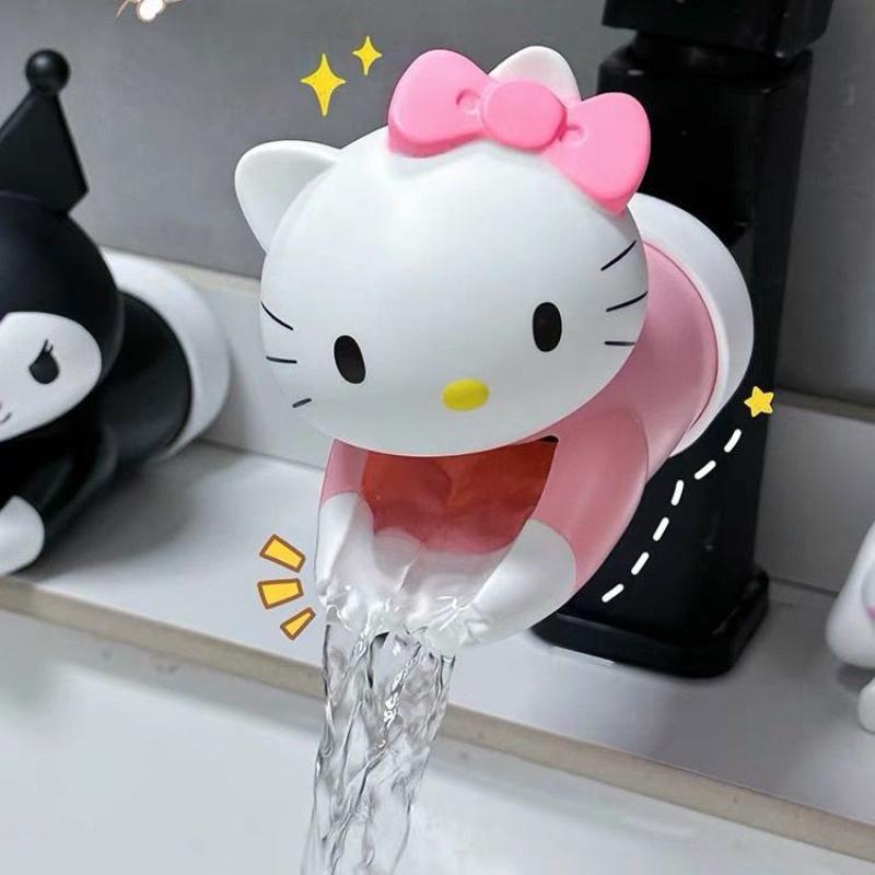 Силиконовый удлинитель для крана Hello Kitty, Милый розовый защитный щиток от брызг для раковины на кухню и в ванную, Прочный, легко моющийся, в форме персонажа, Защита для крана