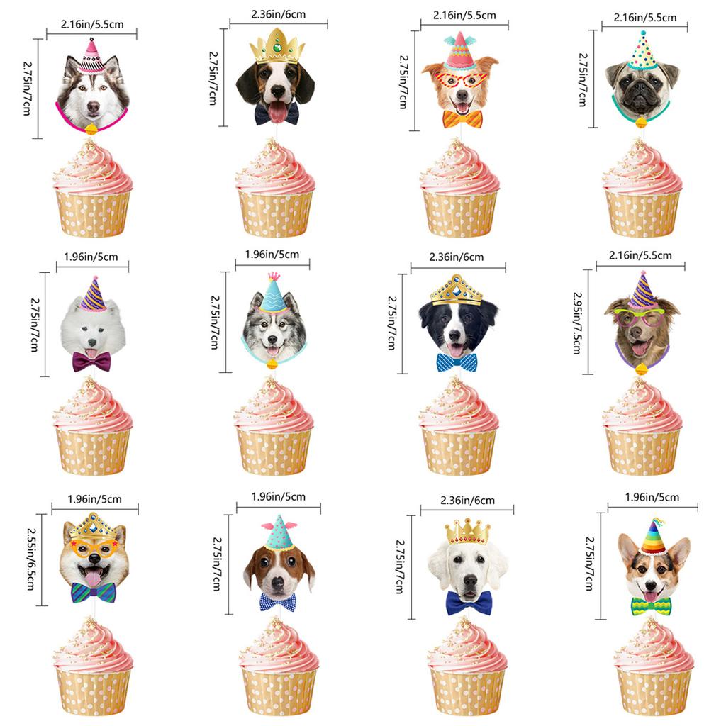Pet Birthday Theme Party Decoration Dog Cartoon Flag Latte Paper Cup Plate