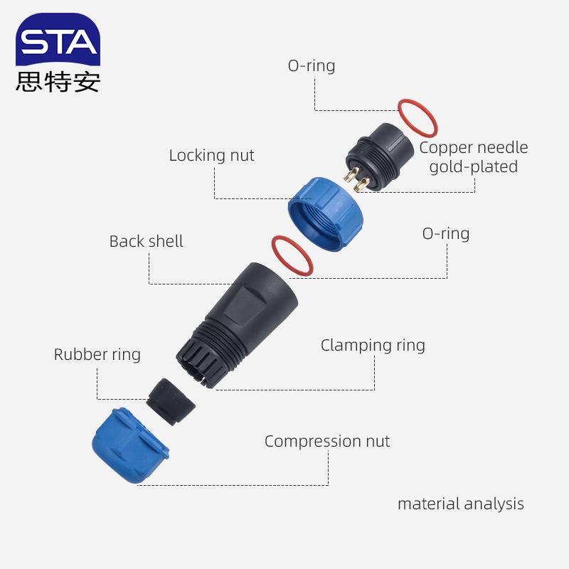 SP21 Aviation Plug Ip68 Waterproof Cable Connector Docking/square Flange/back Nut Male Plug Female Socket 2/3/4/5/6/7/9/12 Pin